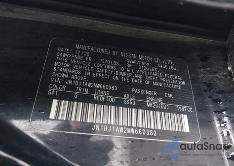 2021 Nissan Rogue Sport S Awd Xtronic Cvt из США, поврежденный, VIN JN1BJ1AW2MW660383